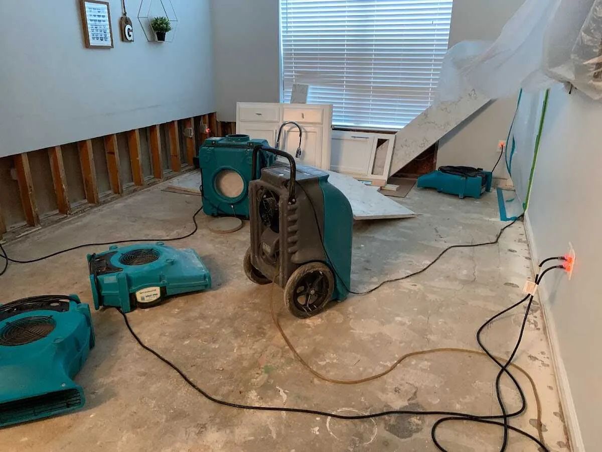 Dehumidifier in flood-cut room for Water Damage Restoration in Stratmoor