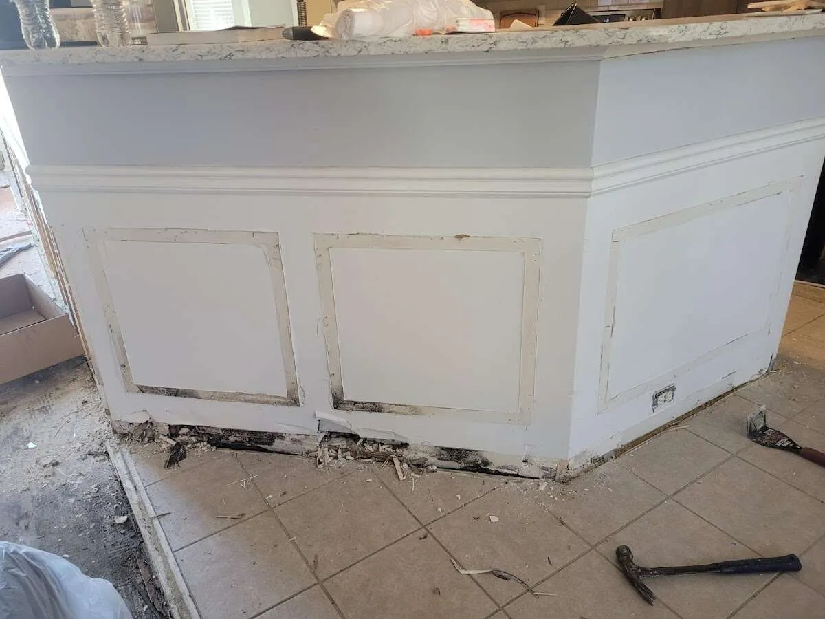 Water damage and mold on kitchen during Storm Damage Restoration in Stratmoor